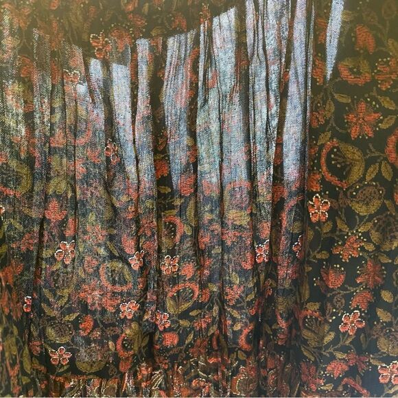 Fortina Vintage Floral Design Black Red Boho Skirt Size Medium - Picture 9 of 11